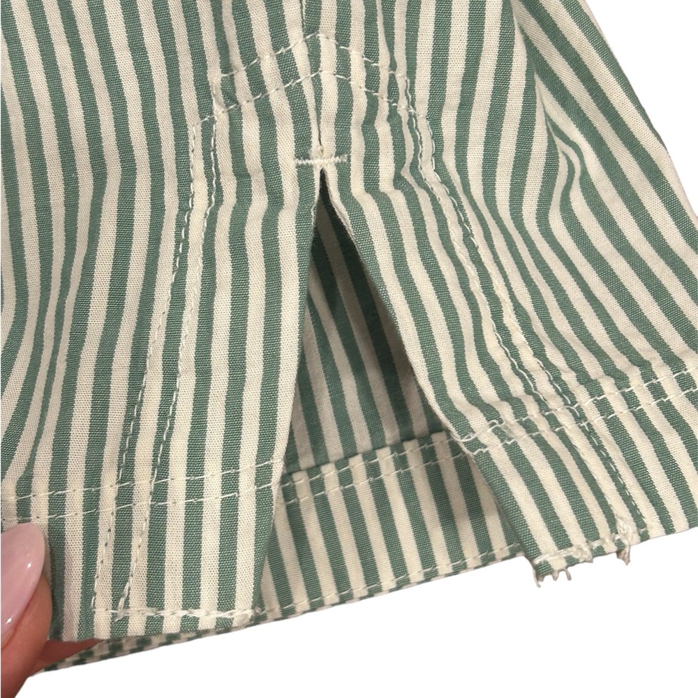 Free Assembly Elasticated Top Off Shoulder ¾-Sleeve Green & White Stripe Small - Picture 7 of 10